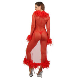 Loveshop dans le 63 La Gaterie Deshabillé Long Plume Rouge