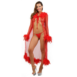 Loveshop dans le 63 La Gaterie Deshabillé Long Plume Rouge