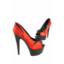 Escarpins satin rouge organza plateau